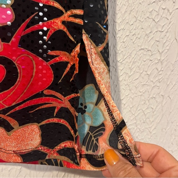 Rampage 90s Y2K Black and Multicolor Floral sequined Skirt size large - Picture 3 of 8